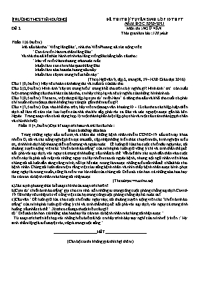 Đề thi thử vào Lớp 10 THPT môn Ngữ văn - Năm học 2020-2021 - Trường THCS Tiên Dương - Đề 2